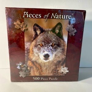 Pieces of Nature Gray Wolf Face 500 Piece Puzzle 18” x 24”